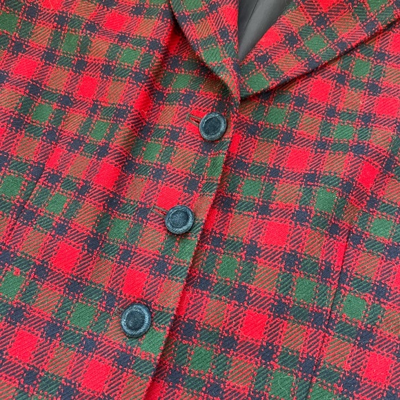 Pendleton Petite Vintage 90s Plaid Wool Blazer Jacket Women's Sz 18 Red Green - Picture 3 of 4